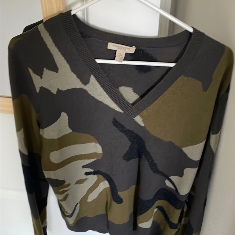 Burberry Camouflage V-Neck Women's Top